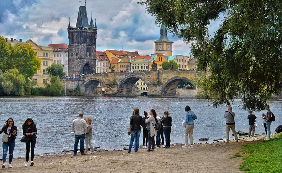 Charles Bridge on the river Vltava