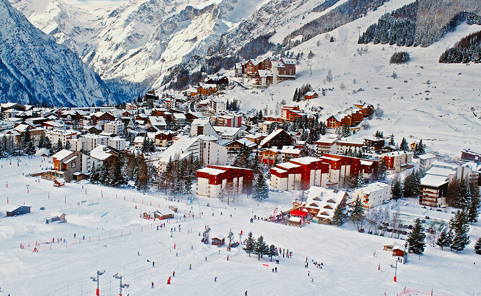 Ski resort during the winter with white snow