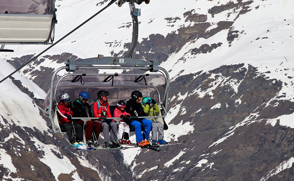 Family in the ski resort