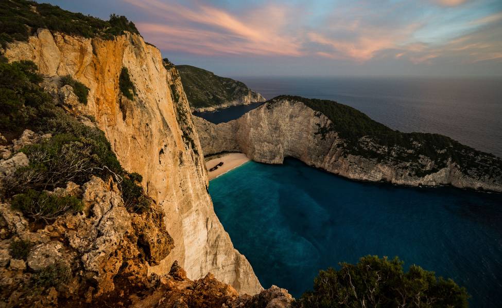 Aerial view of Navagio beach 