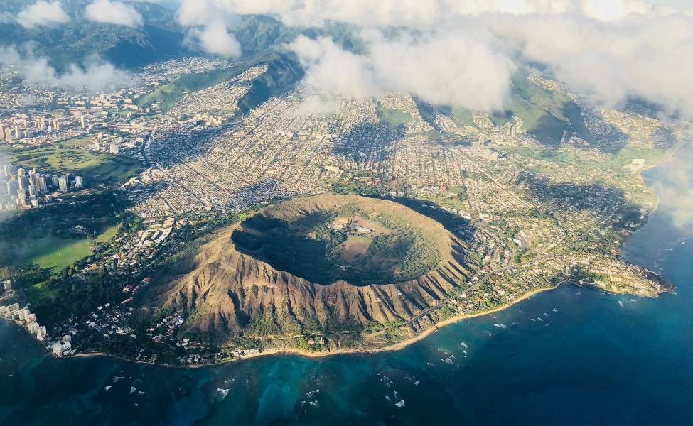 Aerial view of Oahu Island 