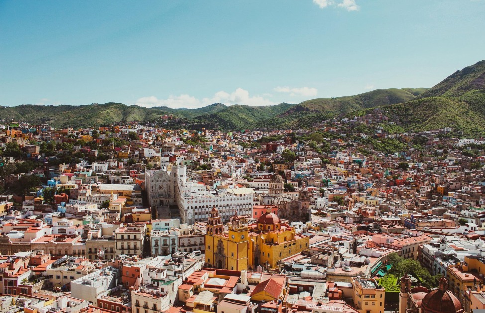 Aerial view of a town in Mexico 