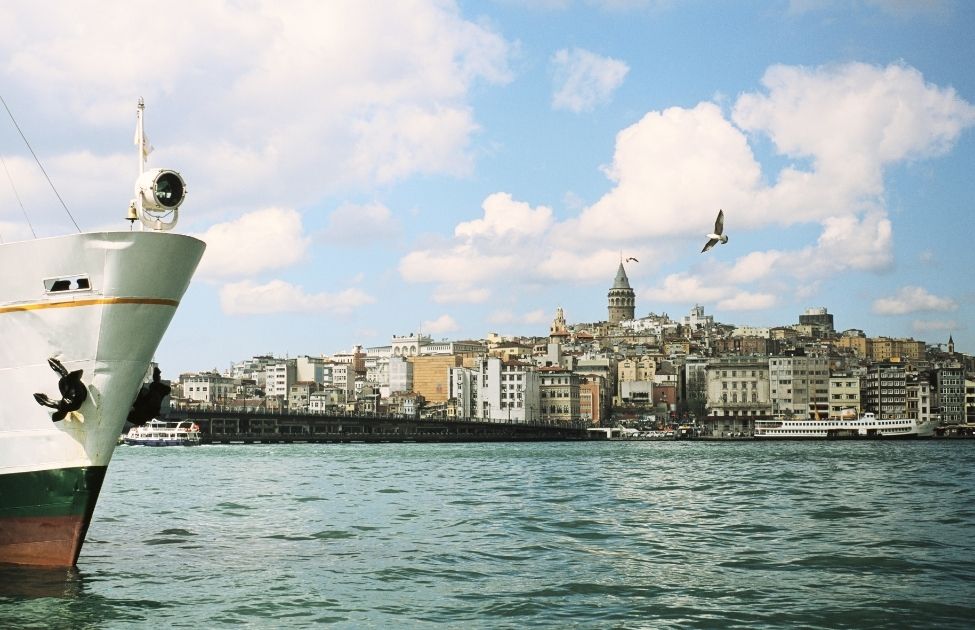 Ship prow and Istanbul in the background 