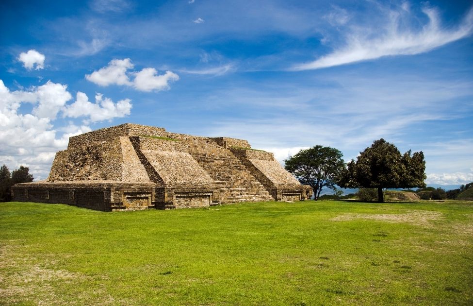 Mayan pyramid and trees in Mexico 