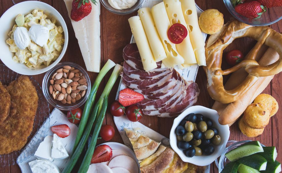 Table filled with food 