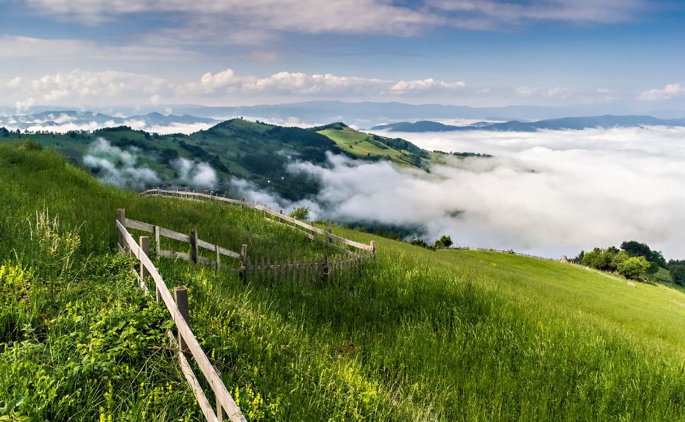 Mountain tops covered in fog 