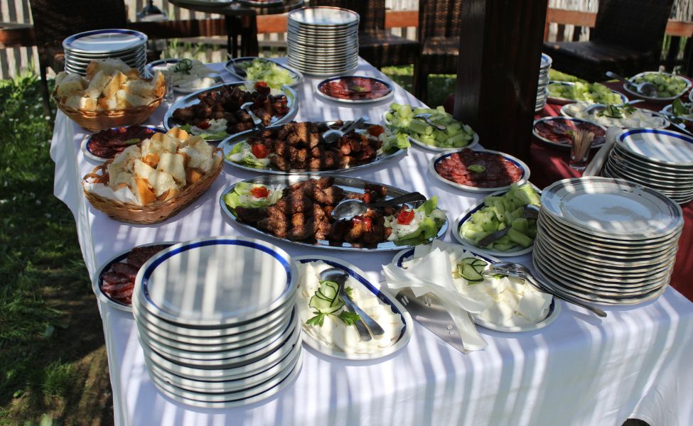 Table filled with Serbian food 