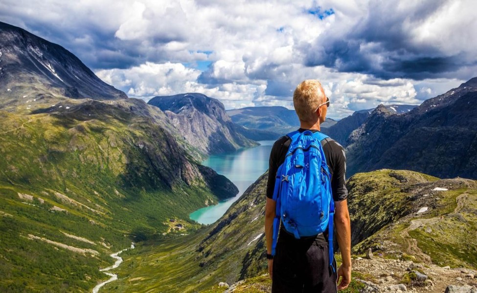 a guy on a hiking tour