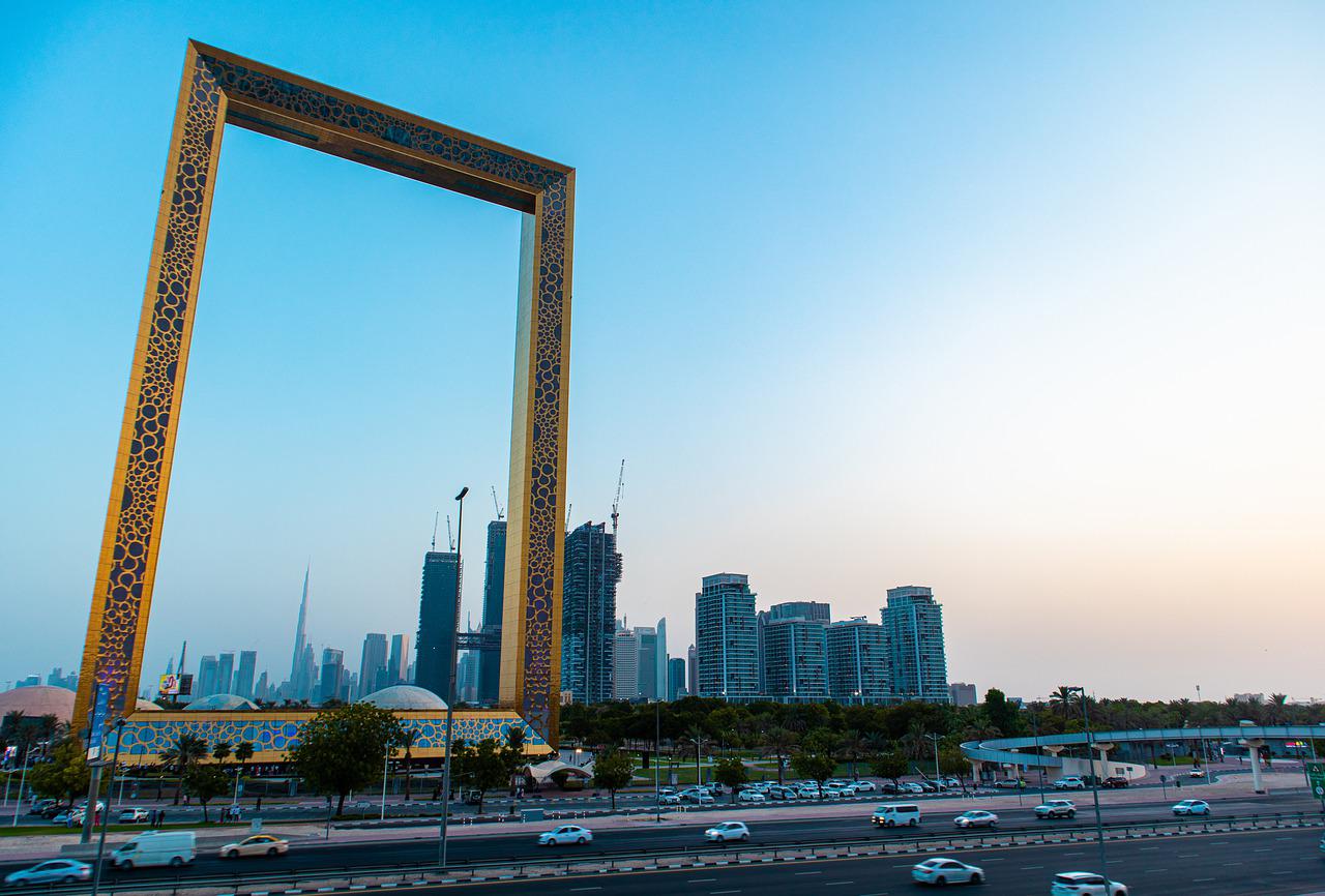 Dubai frame and the road 