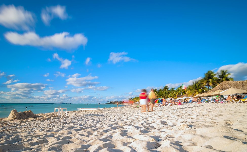 People on a beach in Mexico 