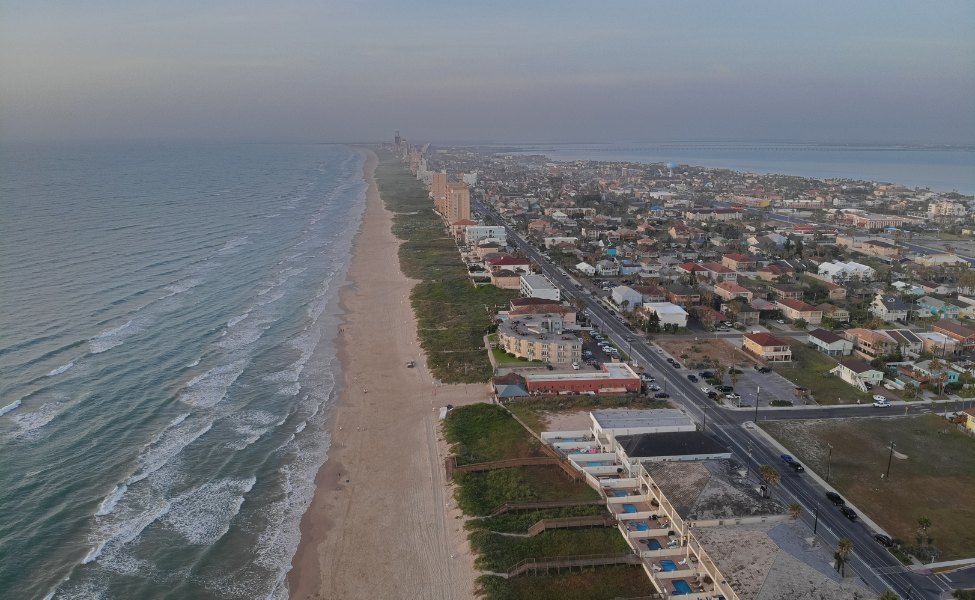 Aerial view of a South Padre Island beach 