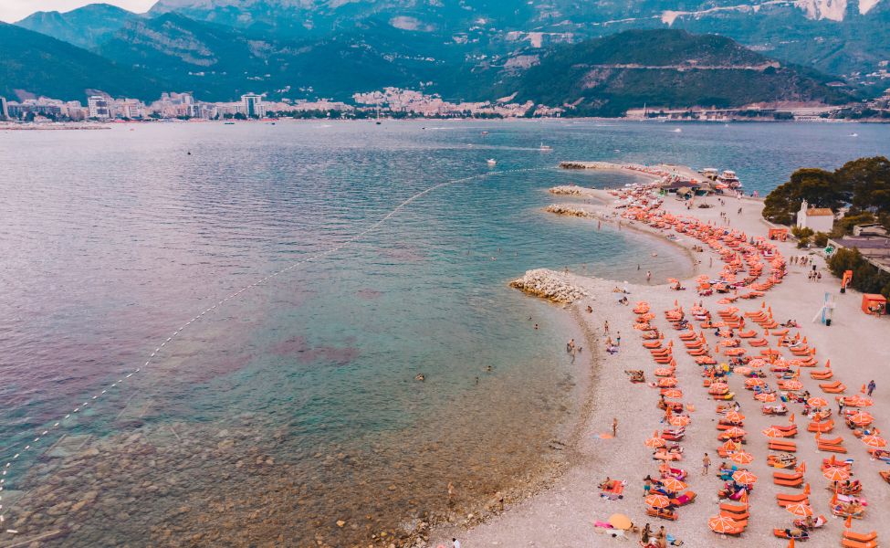 People on a beach in Budva