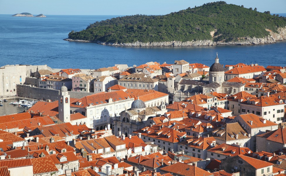 Aerial view on Dubrovnik and Lokrum Island