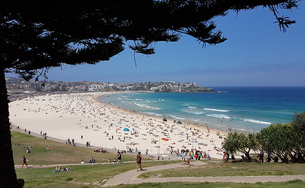 Crowded Bondi beach 